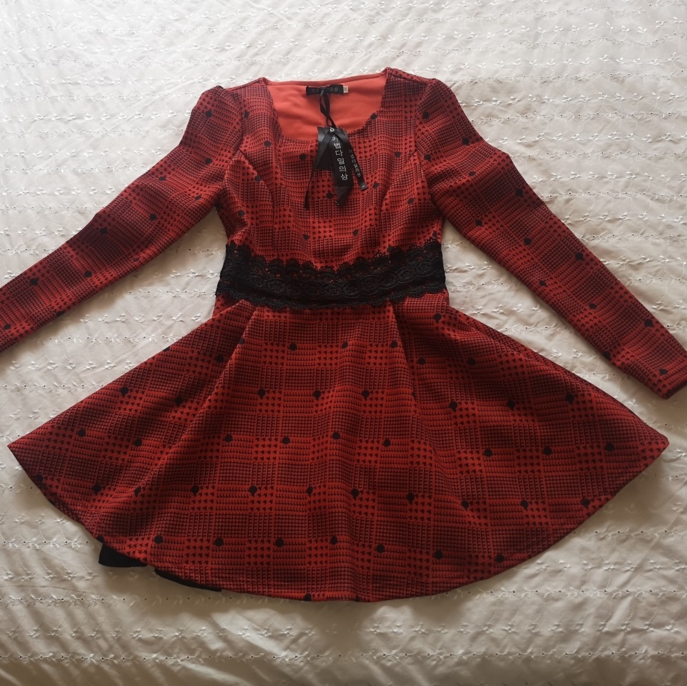 Korean fashion - Orangey red dress